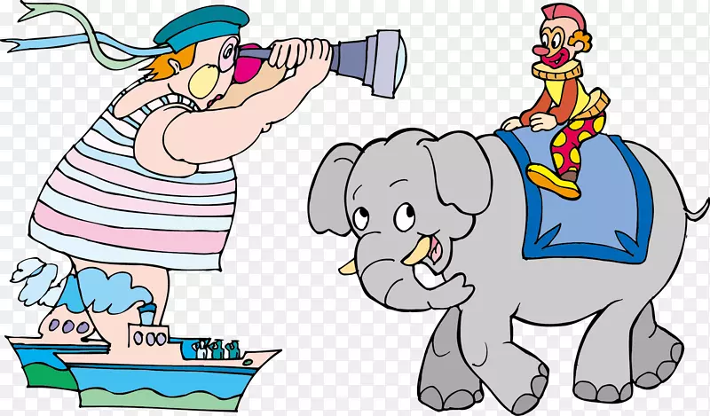 马戏团卡通大象剪贴画卡通小丑