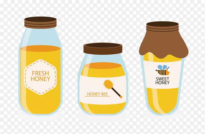 蜜蜂包装和标签罐-卡通蜂蜜罐