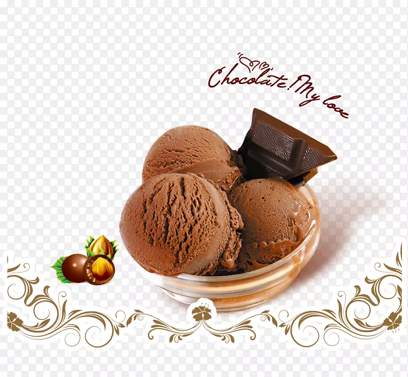 巧克力冰淇淋蛋糕巧克力球巧克力冰淇淋球