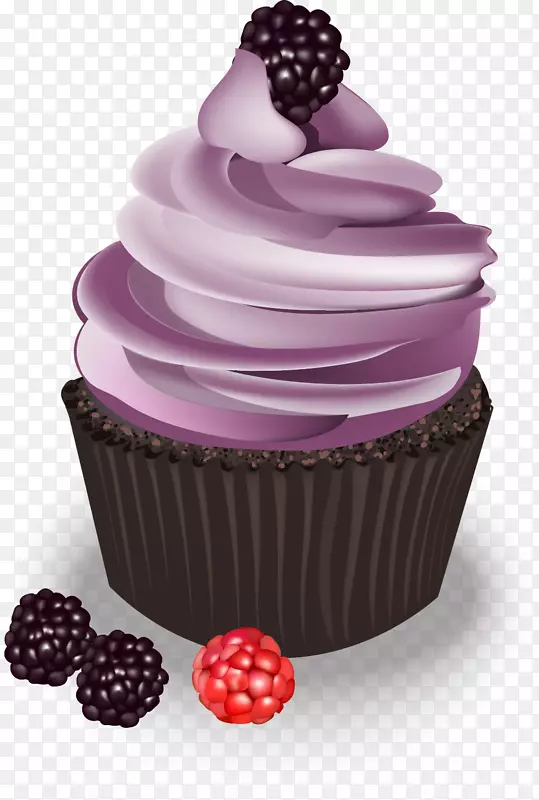 冰淇淋纸杯蛋糕蓝莓手绘蓝莓蛋糕
