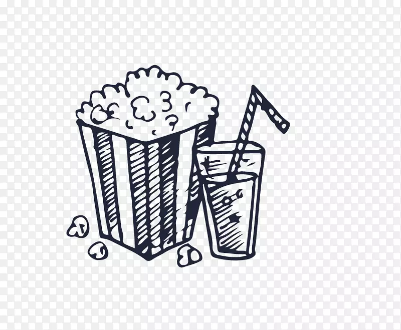 爆米花电影海报-彩绘爆米花和饮料