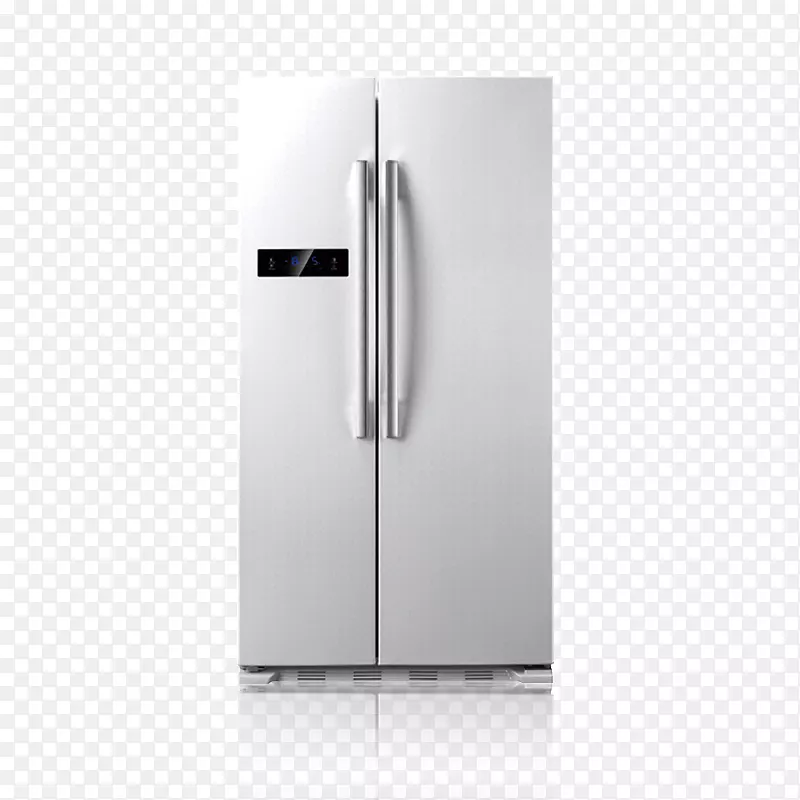 冰箱门家用电器-电冰箱上的银色简易电子屏幕