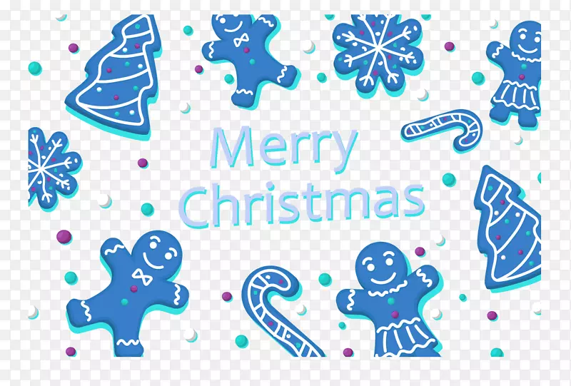 圣诞树图案-蓝色圣诞曲奇节日元素