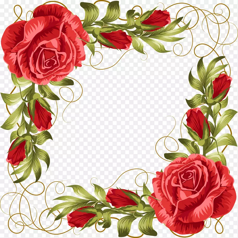 红色图标-玫瑰，框架