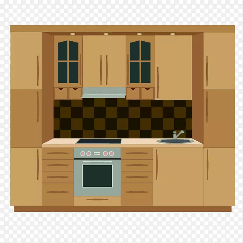 厨房橱柜家具剪贴画-漂亮厨房