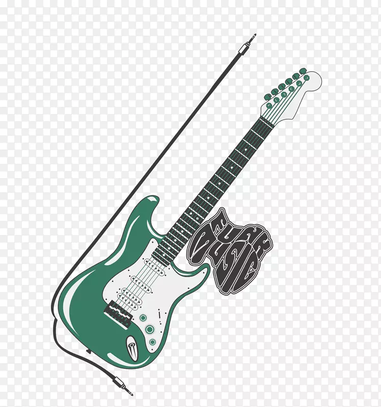 低音吉他海报画土坯插画-吉他