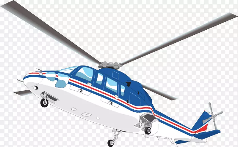 直升机飞机绘图夹艺术.手绘蓝色直升机