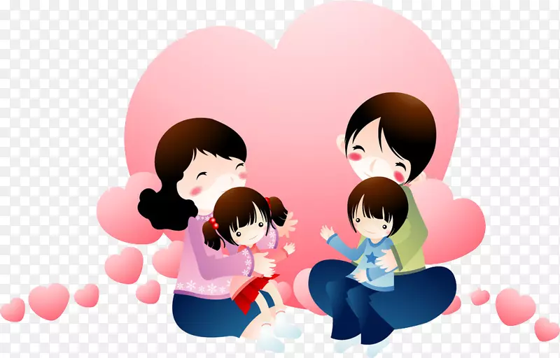 家庭幸福儿童卡通幸福家庭