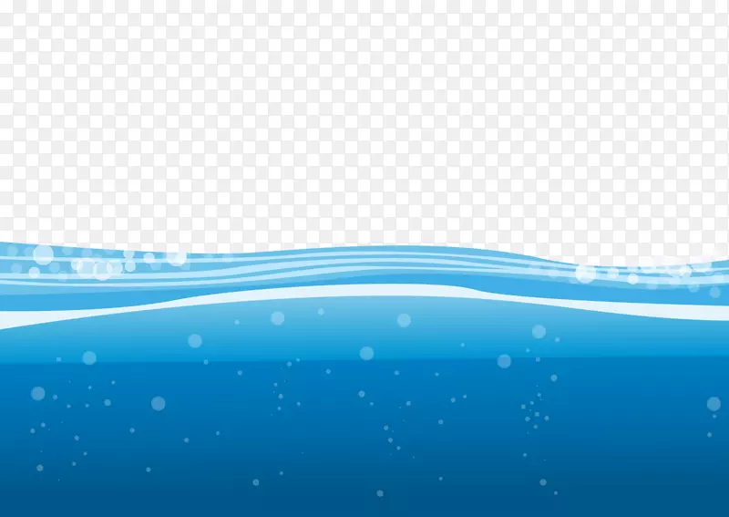 海滩海图插图.蓝色海水下气泡