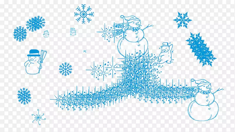 平面设计雪人-蓝色雪人