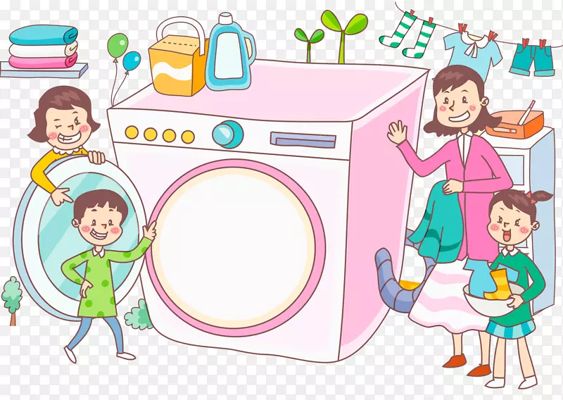 洗衣机洗衣夹艺术卡通洗衣机