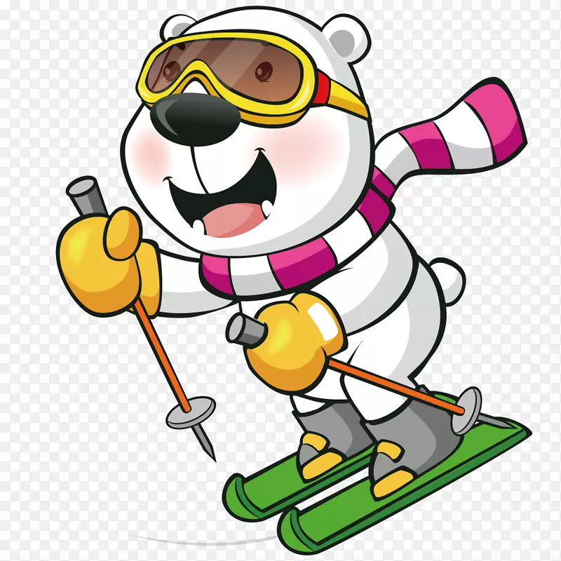 北极熊企鹅免费插图滑雪熊