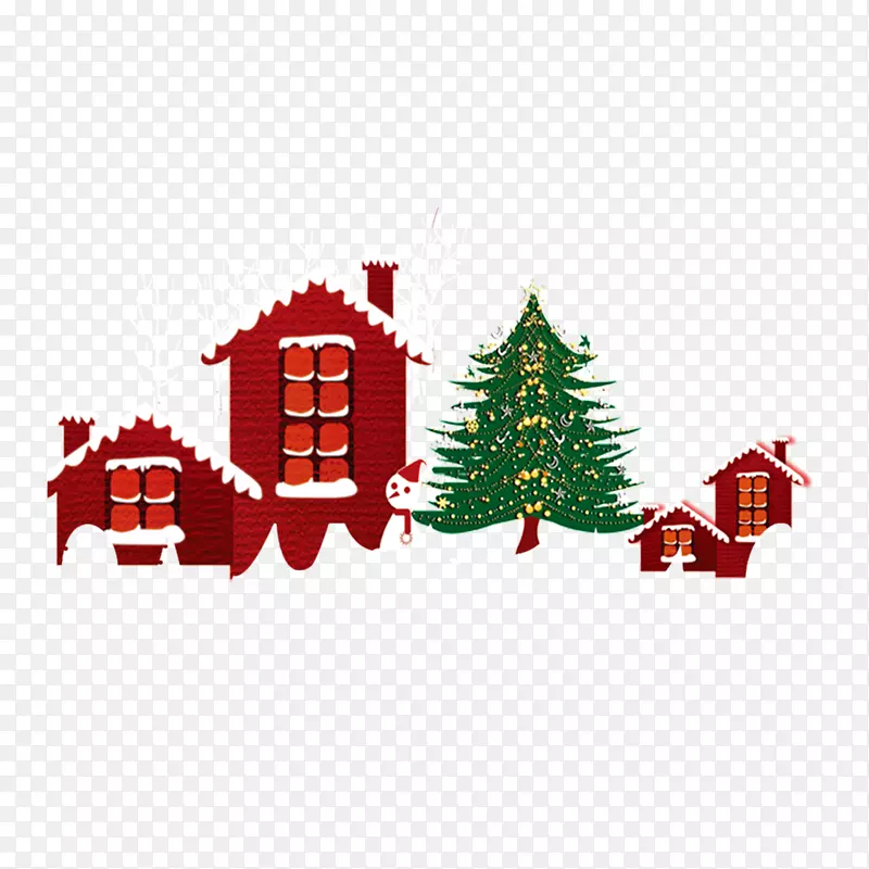 圣诞老人、驯鹿、圣诞树、圣诞饰品-雪村