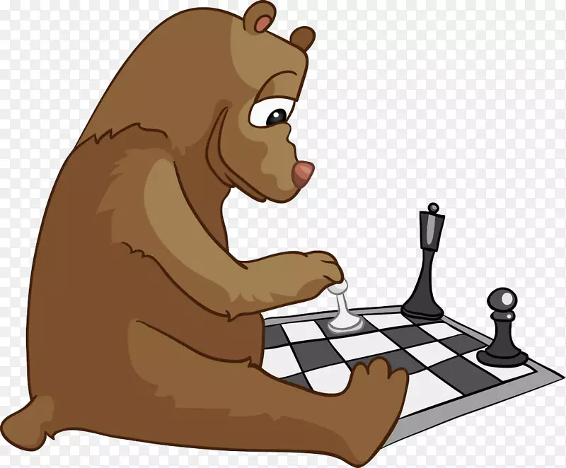 国际象棋瑜伽熊卡通小熊下国际象棋