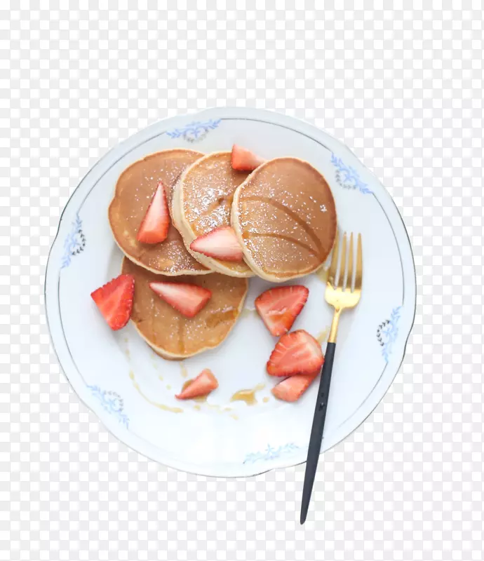早餐薄煎饼松饼甜点草莓松饼