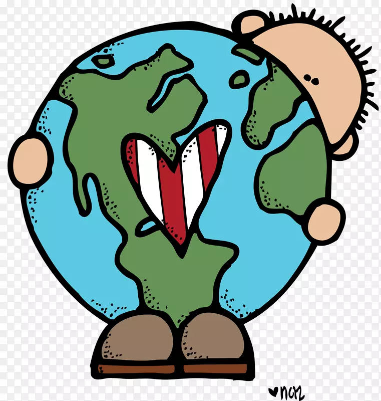 地球日自然资源自然环境剪贴画-可爱的全球剪贴画
