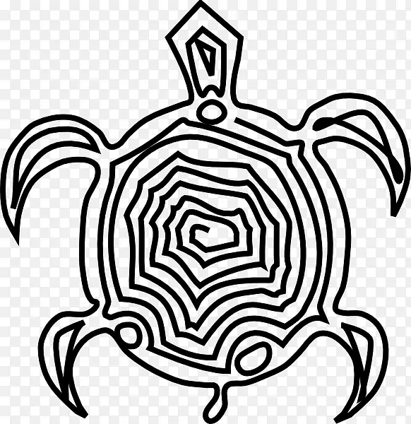 海龟绘画剪贴画-部落海龟剪贴画