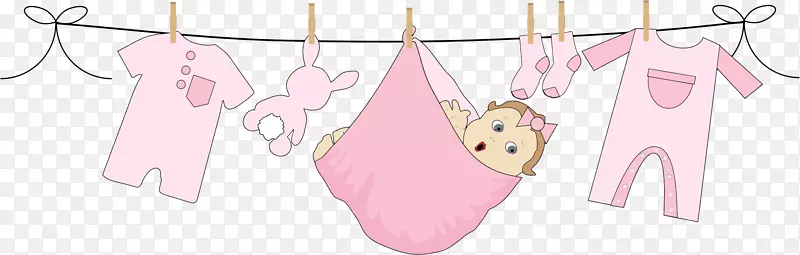 婴儿服装系列服装连衣裙套装剪贴画-Babu晾衣绳剪裁件