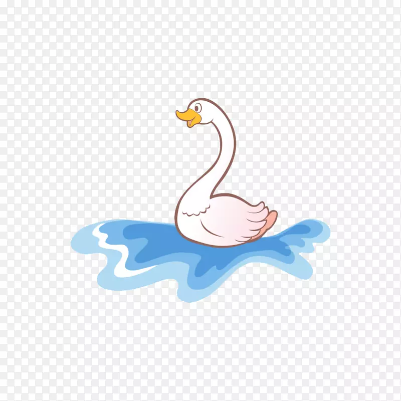 鸭家鹅苏尼尼卡通大白鹅在水中嬉戏