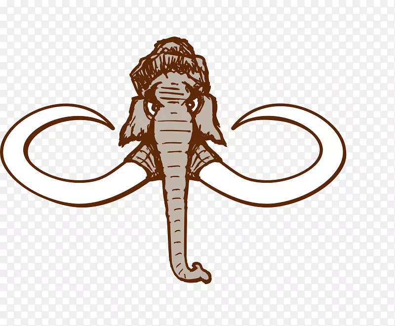 毛茸茸的猛犸象牙亚洲象剪贴画
