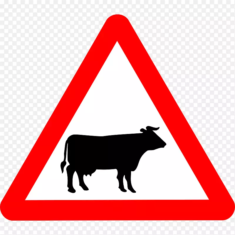 黄牛公路交通标志道路警示标志-牛群图像