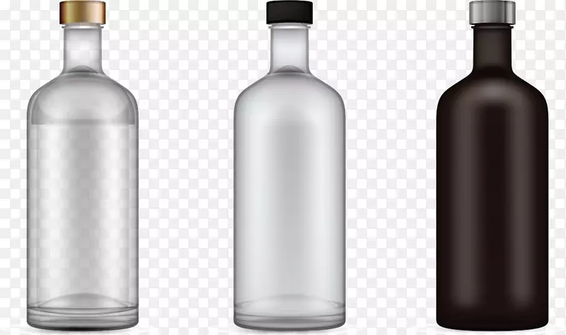 白葡萄酒玻璃瓶-三个空酒瓶