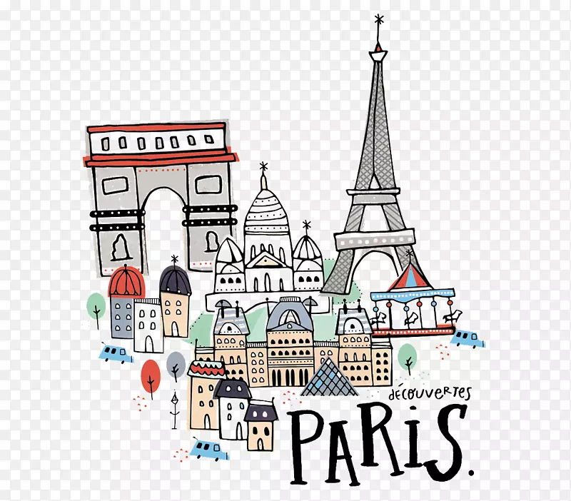 巴黎卡通画插图-手绘巴黎假期推荐