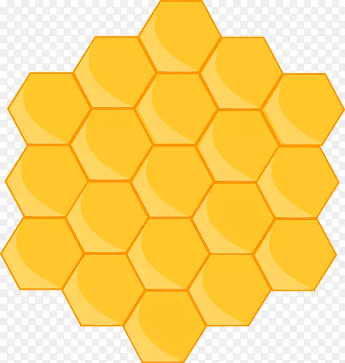蜂巢蜂免费内容展示夹艺术.黄色六边形剪贴画