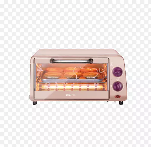 烤箱家用电器电炉电加热粉红烤箱