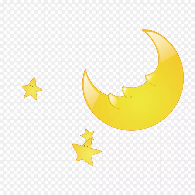 黄色湿月亮-黄色微笑的月亮和星星