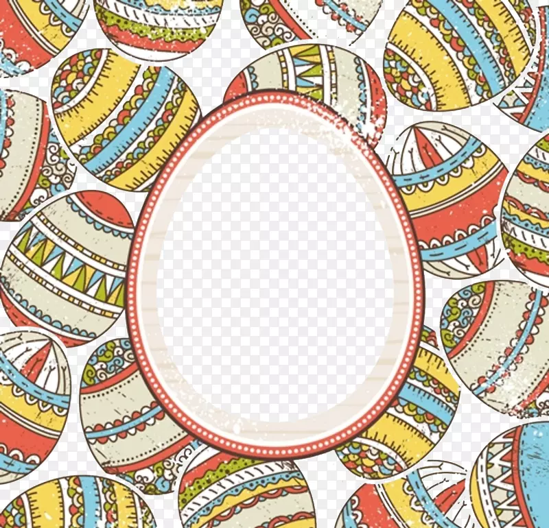 复活节兔子彩蛋-复古复活节彩蛋边界图案