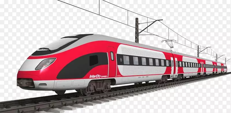 列车轨道运输轨道机车高速铁路上有红色列车