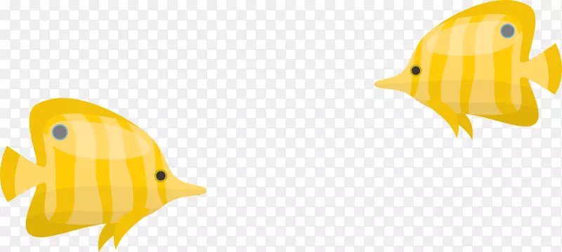 喙水鸟卡通插图-黄色卡通鱼