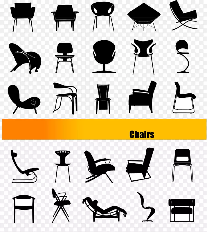 椅子沙发座椅插图-座椅剪影材料，