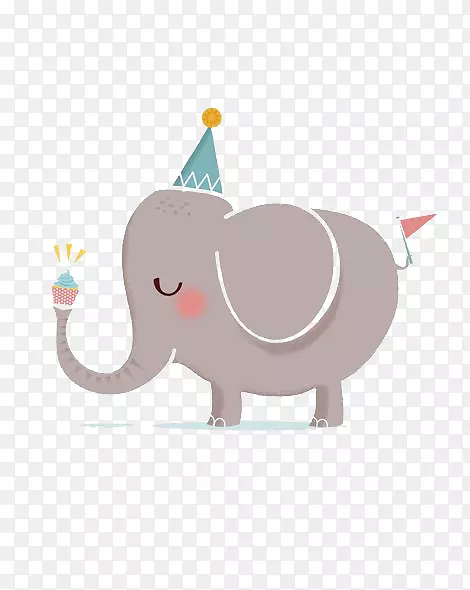 祝你生日快乐贺卡剪贴画-大象