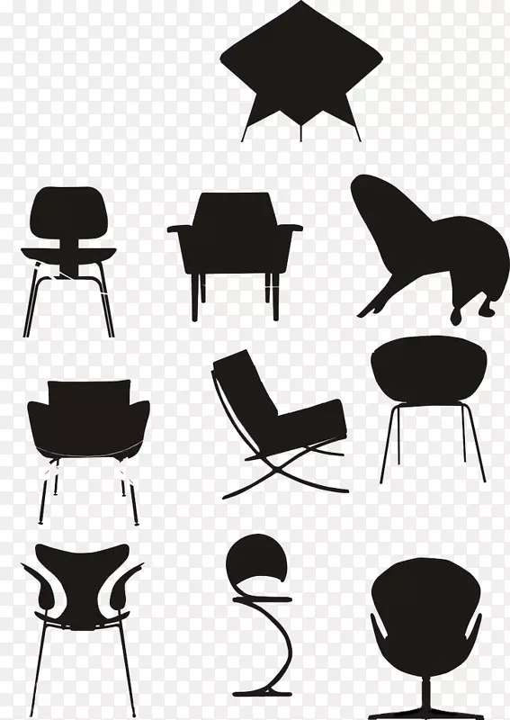 桌椅-黑色，素描，椅子