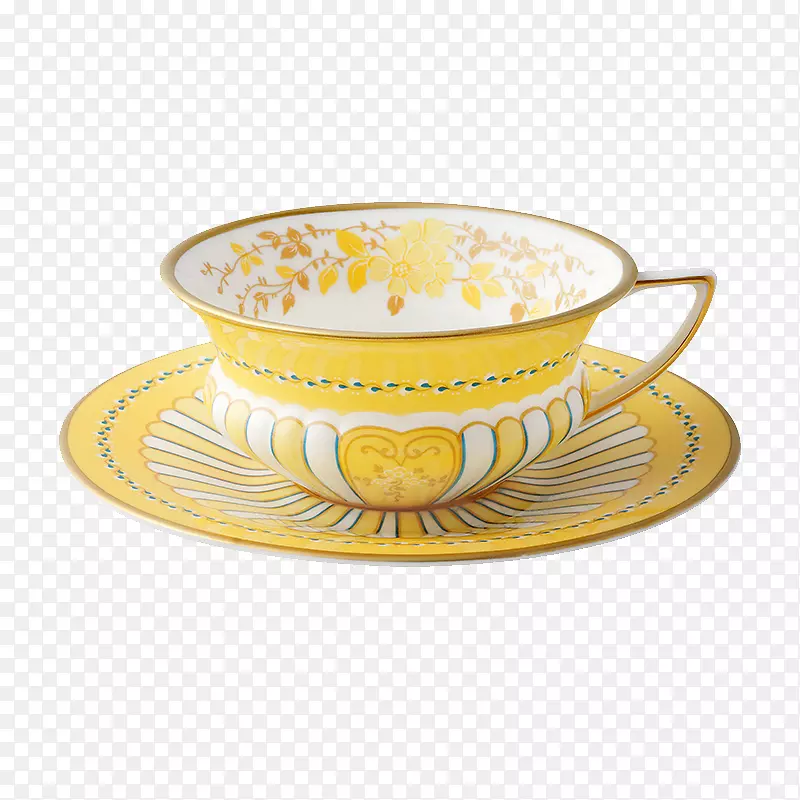 咖啡杯碟杯黄杯