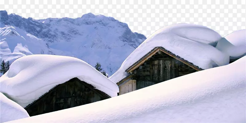 雪屋屋顶-雪村