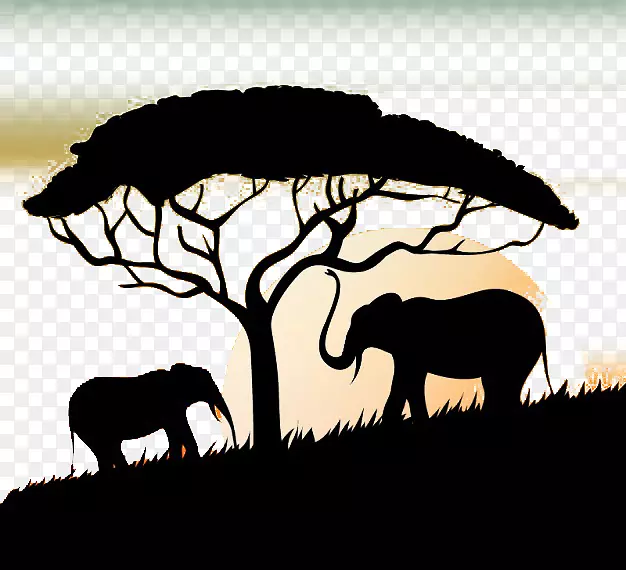 博茨瓦纳标语广告标志-大象轮廓