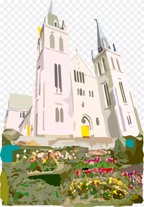 欧洲教堂-欧式手绘教堂尖塔
