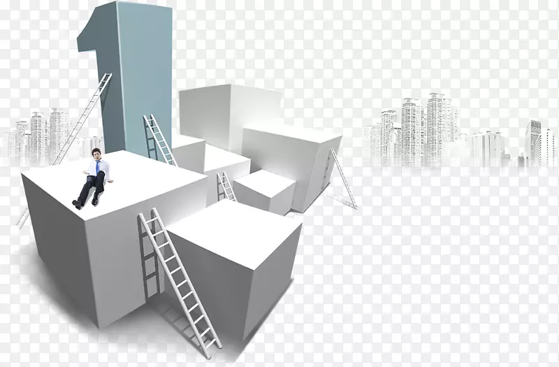 楼梯业务-与商人合作的楼梯立方体