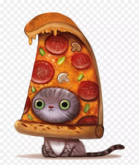 猫食小猫比萨饼素描比萨饼和小猫