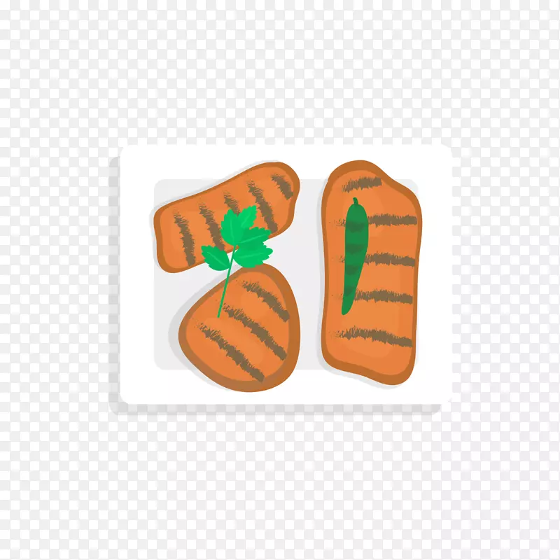烤土坯插图-橙色烧烤和绿色香菜