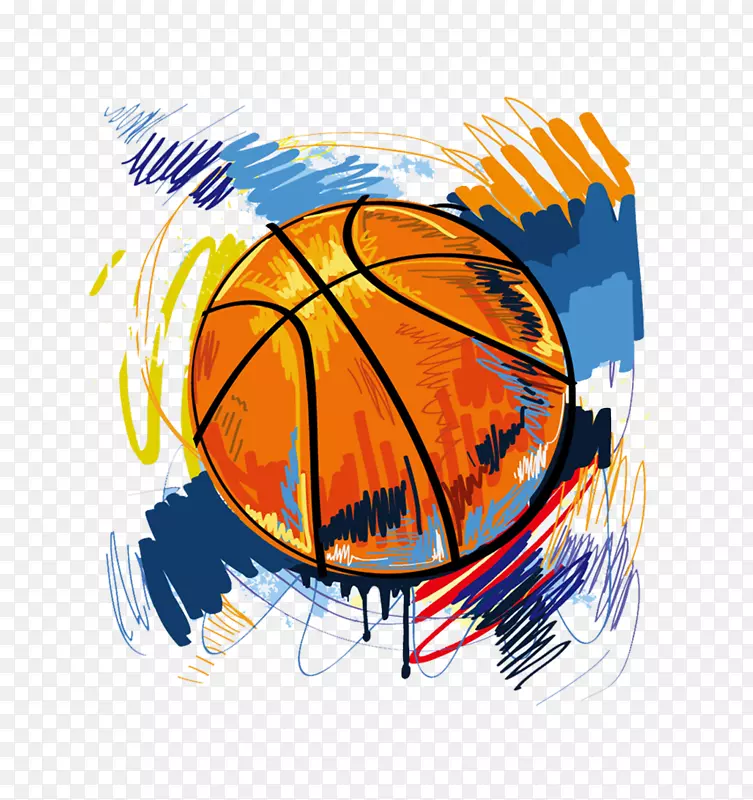 T恤篮球涂鸦插图-篮球