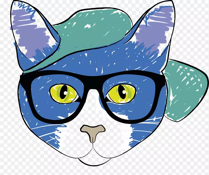 猫小猫眼镜宠物剪贴画-猫戴太阳镜