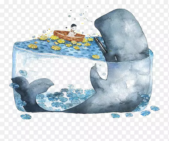 鲸鱼艺术平面设计插图-创意鲸