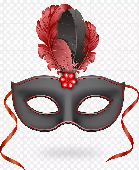 威尼斯面具派对狂欢节-舞蹈面具羽毛载体