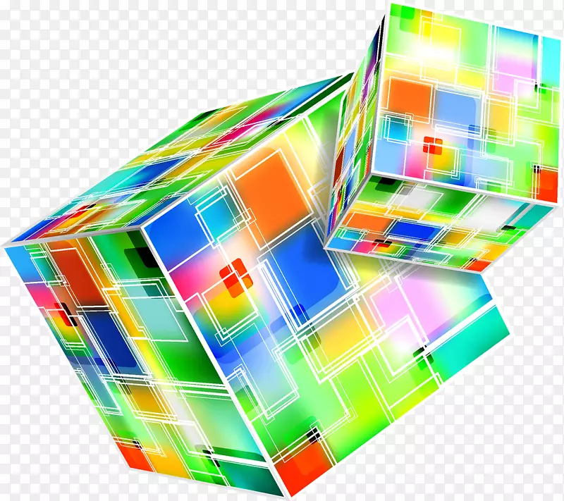 立方体三维空间彩色立方体