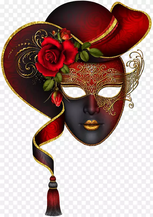 威尼斯面具狂欢节化妆舞会红面罩