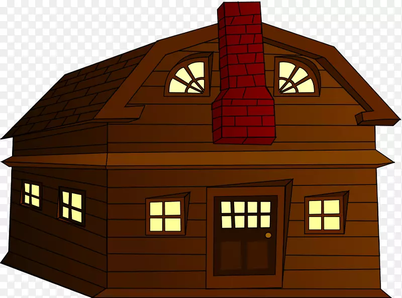 木屋剪贴画.棕色房屋剪贴画